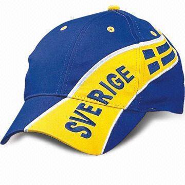 Light-brushed Cotton Twill Sports Cap with Printed Design, Embroidered Flag on Front and Peak Panel