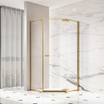 Corner Pentagon Hinge Tempered Glass Shower Enclosure