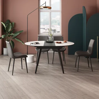 Dining Room Convertible Rock Slab Extendable Dining Table