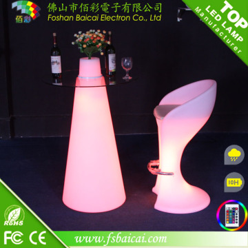 Foshan Baicai Light Up 16 colors plastic italian vanity standing stool chair