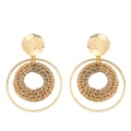 Women's rattan Earrings girls' handmade bamboo rattan woven pendant type lightweight geometric pattern Earrings