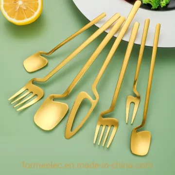 Cutlery Set Silverware Salad Fork Spoon Knife Dinner Set Cup Edge Hanging Coffee Set Ice Scoop