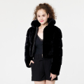 Cappotto imbottito in peluche casual nero alla moda