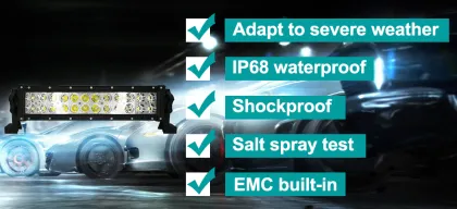 IP68 Waterproof 72W LED Light Bars for Trucks - Shockproof Offroad Lighting