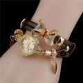 매력 패션 숙녀 드레스 시계 여성용 시계 손목 시계를위한 나비 석영 시계와 작은 다이얼 pu 가죽 꼰 벨트