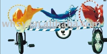 Amusement equipment kiddy rides-ring bicycle with three seats
