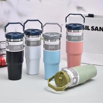 Professional Customizable Large Capacity Vacuum Insulated Stainless Steel Car Mug with Handle