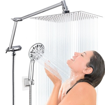 10 Inch High Pressure Rain Shower Head with Handheld and 16 Inch Extension Arm Combo
