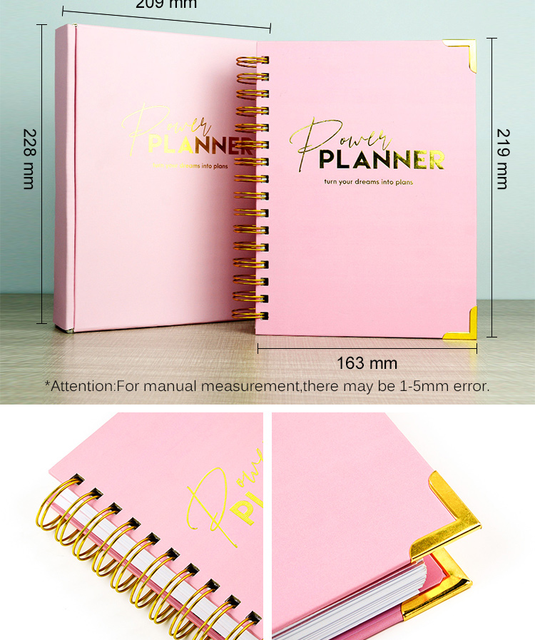 Office Supplier Custom Printing Agendas logo Note Book Organizer Diary Journal Diary Daily Planner for Gift