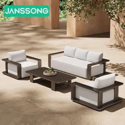 Modern Villa Courtyard: Waterproof Metal Outdoor Furniture Set