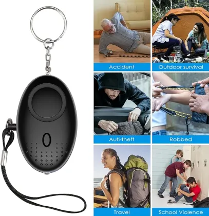 Cute Pom Pom Self Defense Keychain Alarm for Girls and Women