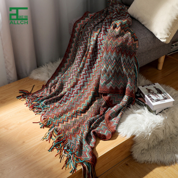 Boho Chic Colorful Geometric Throw Blanket with Tassels