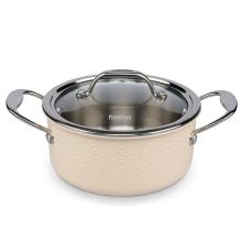 FISSMAN 18cm Casserole Induction 304 Stainless Steel Cookware With Glass Lid Soup Stock Pots
