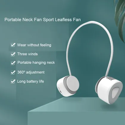 Portable USB Rechargeable Neckband Fan - Leafless Mini Bladeless Fan