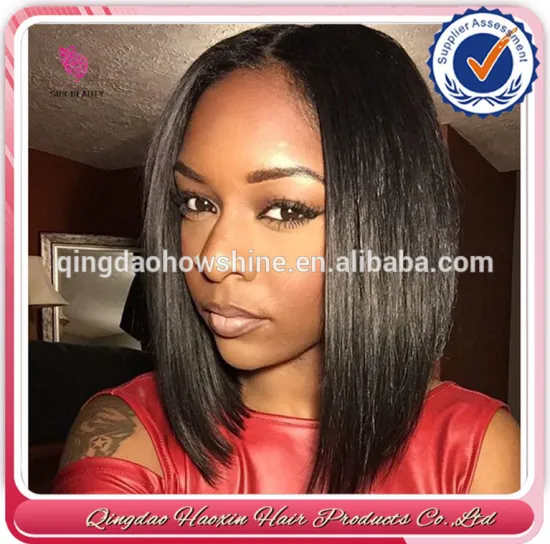 Top fashion unprocessed natural raw indian hair short human hair wig for black women