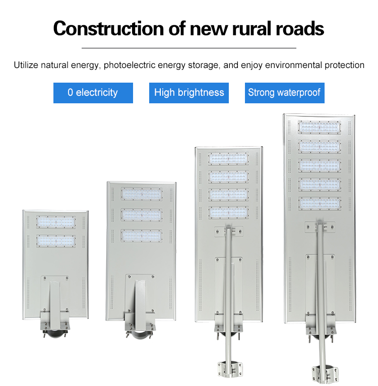 Smd impermeabile all'aperto di alta luminosità 60w 90w 120w 150w tutto in un lampione principale solare integrato