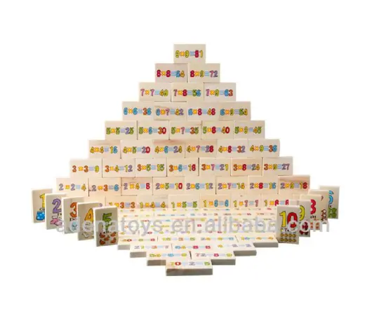 Wooden kids educational DIY Toys Multiplication Dominoes