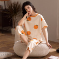 Mujeres de pijama de manga corta 100% algodón