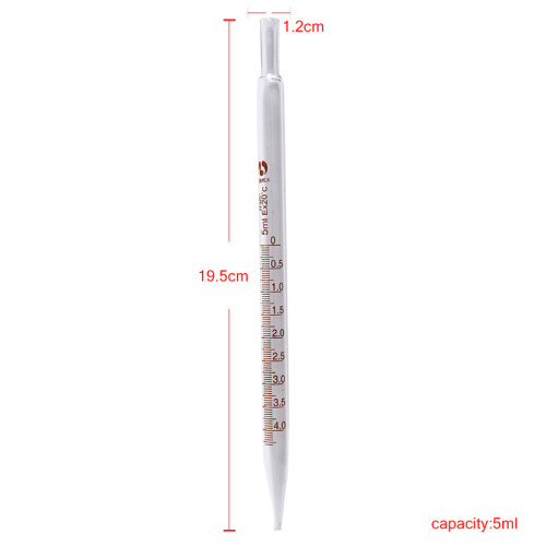 5ml 10ml Glass Transfer Pipettes Graduated Pipette without Rubber Bulb Lab Chemistry Dropper Dispensing
