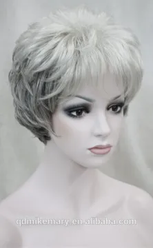 Cheap Synthetic Cosplay Wigs Short Wave Silver Synthetic Hair Wig