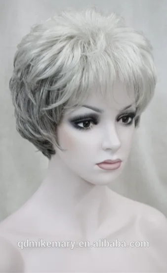 Cheap Synthetic Cosplay Wigs Short Wave Silver Synthetic Hair Wig