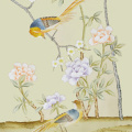 Bird Elegant beige hand-painted wallpaper