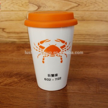 popular star sign ceramic thermo mug logo printing, travel&camping&coffee mug