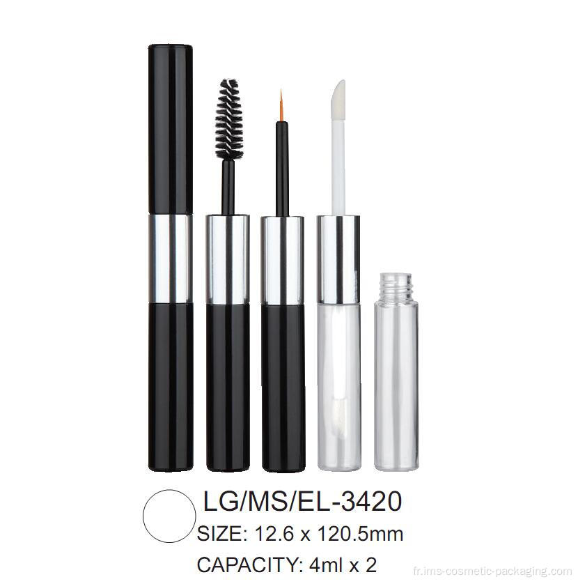 Double tête en plastique rond à lèvres à lèvres cosmétiques / mascara / contenant de l&#39;eye-liner