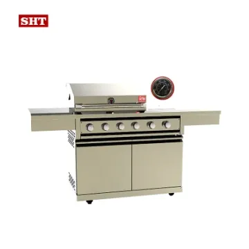 Family Use SS304 6 Burners Gas BBQ Grill with Countertop Cabinet