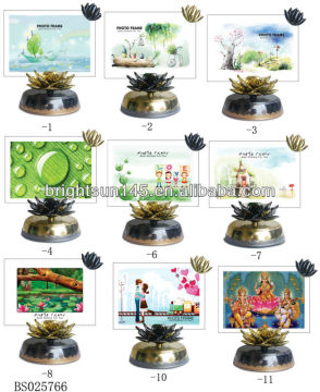7 inch rotation lotus glass photo frame with music