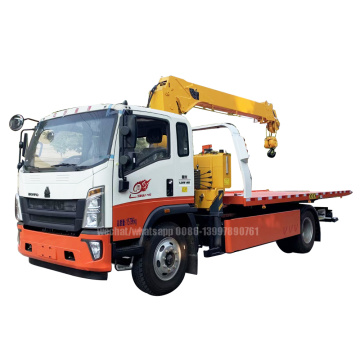 SINOTRUCK HOWO 14ft to 19ft Flatbed Wrecker Truck พร้อมเครน