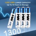 باتری لیتیومی قابل شارژ 4PCS 1.5V AAA 1300mWh USB-C