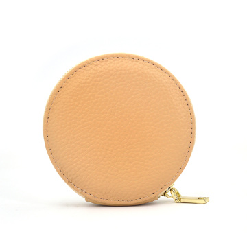 Portable Khaki Color Leather Wallet Coin Purse Bag