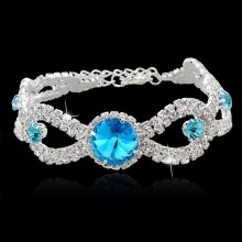 Silver Plated Austrian Blue Crystal Bracelets Wedding