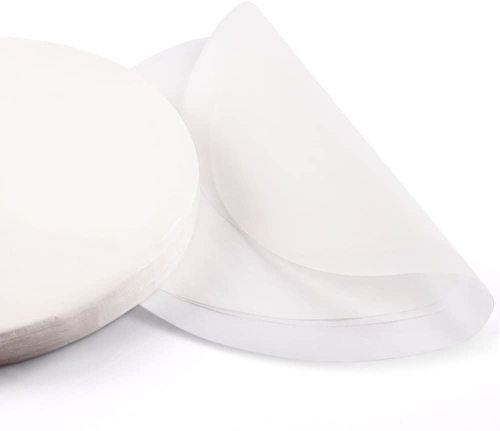 4-calowy okrągły papier silikonowy do pieczenia ciasta odporny na tłuszcz niestandardowy rozmiar niebielony arkusz pergaminu do pieczenia