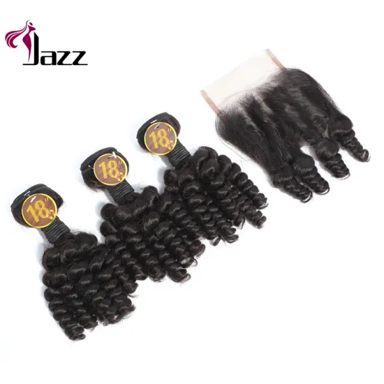 Brazilian Hair Wet & Wavy Bundles With Attached Baseball Cap Raw Virgin 100% Human Hair Extension Weaves With 4*4 Closures