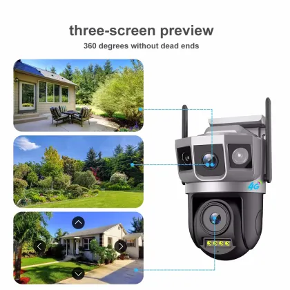 Alarming Outdoor PTZ Dual Lens 4MP Wireless 4G LTE Security Camera