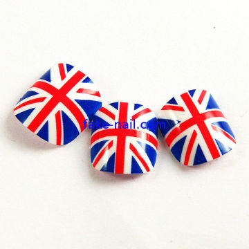 Union Jack Design Fake Toe Nails With Imported Nail Glue