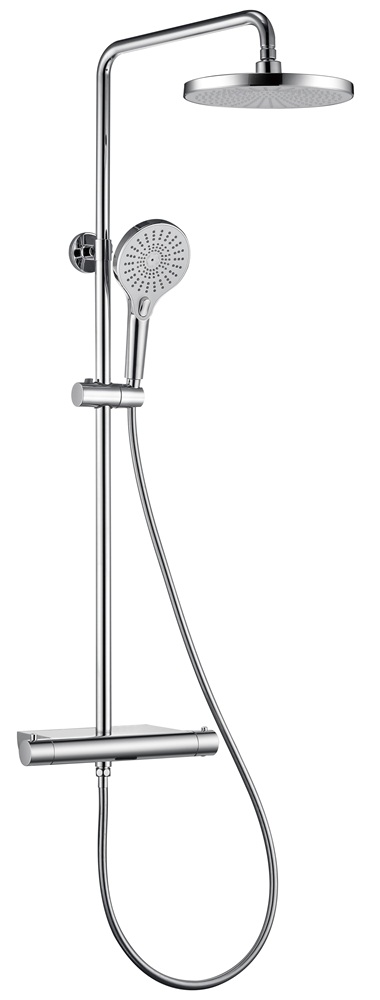 thermostatic shower system with rainfall shower