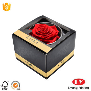 Custom Printed Cheap Flower Paper Box Clear Top