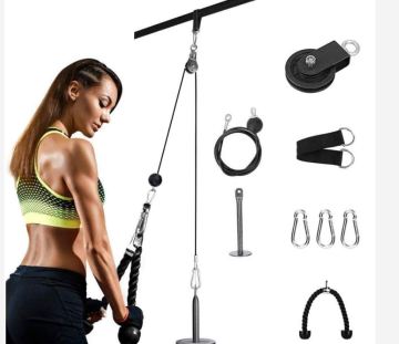 Adjustable Length Mini Pulley Cable System for Lat Pulldowns and Fitness Exercises