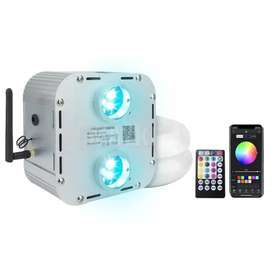 32W RGB Fiber Optic Light Engine with Dual Port Connector and RF Remote Controller