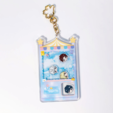 Custom UV Printed Acrylic Cat Keychain with Durable QuickSand Craft