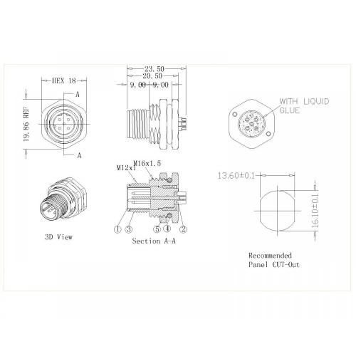 Type de soudure de code D de verrouillage mâle M16