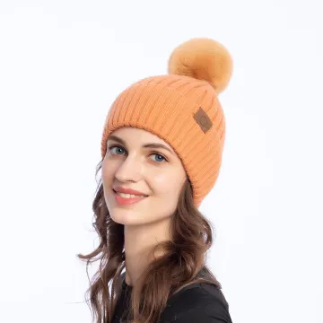Winter Warm Knit Cable Faux Fur Pom Beanie Hat