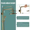 Brushed Brass Gold Shower Set Wall Mixer Tap