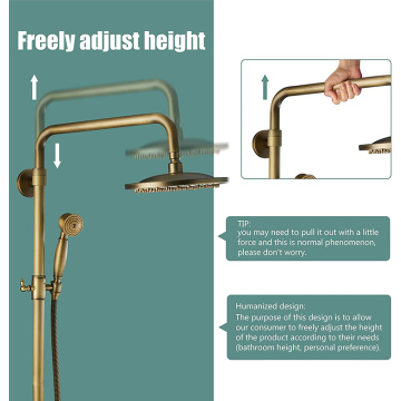 Brushed Brass Gold Shower Set Wall Mixer Tap