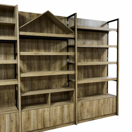 Steel and wood furniture bookshelf shelf