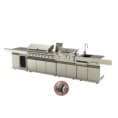 on Sale Outdoor Kitchen Island Grill 8 Burners Gas BBQ Charcoal Grill