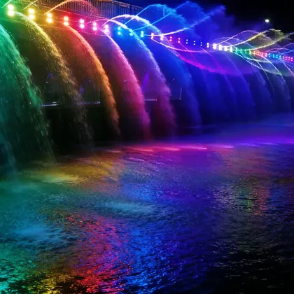 Scenic area bridge fountain
